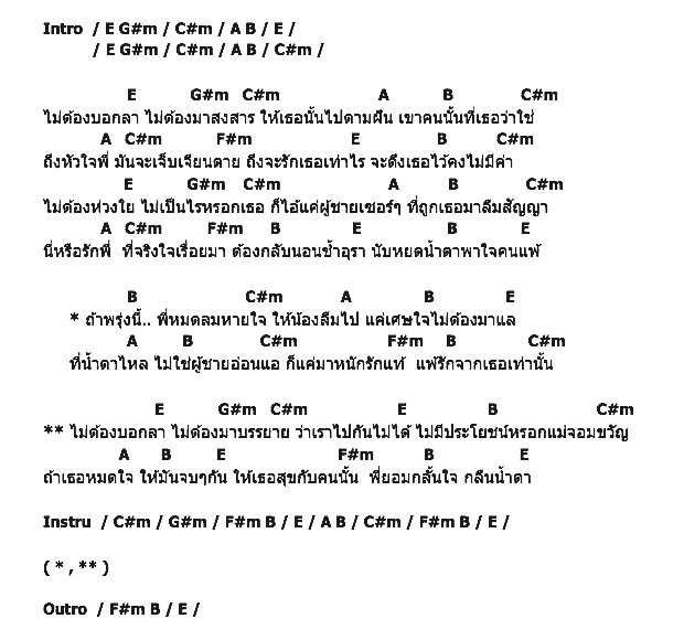 คอร์ดเพลง เนื้อเพลง ไม่ต้องบอกลา, คอร์ดเพลง ไม่ต้องบอกลา ของ ไชโย ธนาวัฒน์, คอร์ดเพลงของ ไชโย ธนาวัฒน์, เนื้อร้อง ไม่ต้องบอกลา ไชโย ธนาวัฒน์, ไม่ต้องบอกลา คอร์ดง่าย ๆ, คอร์ด ไม่ต้องบอกลา ต้นฉบับ