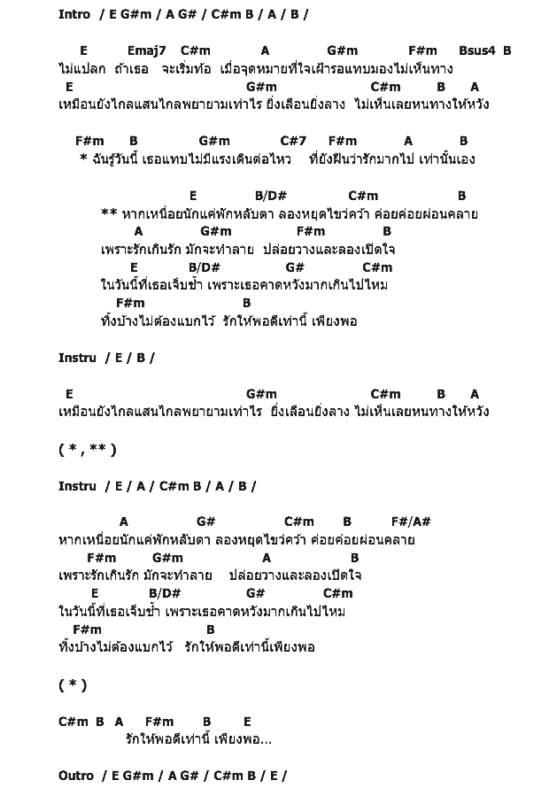 คอร์ดเพลง เนื้อเพลง รักให้พอดี, คอร์ดเพลง รักให้พอดี ของ Bird ธงไชย Feat.แก้ม วิชญาณี The Star ,มาตัง, คอร์ดเพลงของ Bird ธงไชย Feat.แก้ม วิชญาณี The Star ,มาตัง, เนื้อร้อง รักให้พอดี Bird ธงไชย Feat.แก้ม วิชญาณี The Star ,มาตัง, รักให้พอดี คอร์ดง่าย ๆ, คอร์ด รักให้พอดี ต้นฉบับ