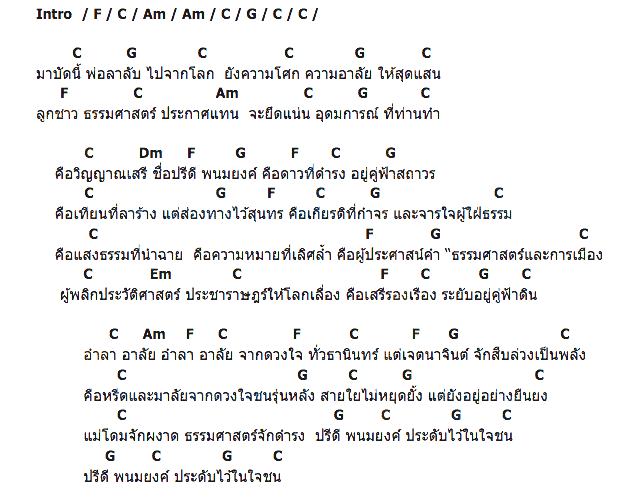 คอร์ดเพลง เนื้อเพลง ปรีดี พนยงค์, คอร์ดเพลง ปรีดี พนยงค์ ของ คาราวาน, คอร์ดเพลงของ คาราวาน, เนื้อร้อง ปรีดี พนยงค์ คาราวาน, ปรีดี พนยงค์ คอร์ดง่าย ๆ, คอร์ด ปรีดี พนยงค์ ต้นฉบับ