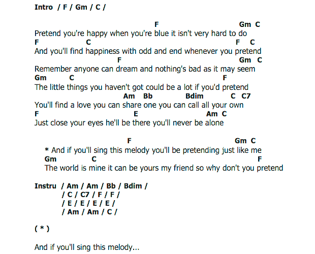 คอร์ดเพลง เนื้อเพลง Pretend, คอร์ดเพลง Pretend ของ Brenda Lee, คอร์ดเพลงของ Brenda Lee, เนื้อร้อง Pretend Brenda Lee, Pretend คอร์ดง่าย ๆ, คอร์ด Pretend ต้นฉบับ