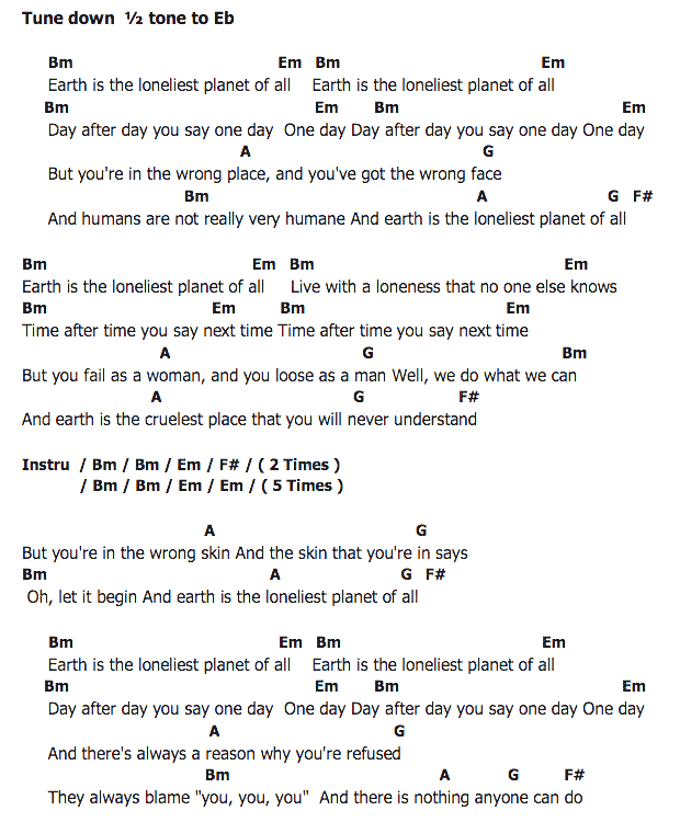 คอร์ดเพลง เนื้อเพลง Earth Is The Loneliest Planet, คอร์ดเพลง Earth Is The Loneliest Planet ของ Morrissey, คอร์ดเพลงของ Morrissey, เนื้อร้อง Earth Is The Loneliest Planet Morrissey, Earth Is The Loneliest Planet คอร์ดง่าย ๆ, คอร์ด Earth Is The Loneliest Planet ต้นฉบับ