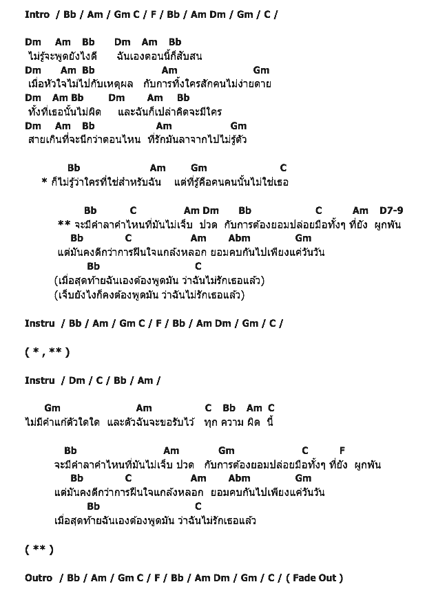 คอร์ดเพลง เนื้อเพลง ไม่รักเธอ, คอร์ดเพลง ไม่รักเธอ ของ นัท ชาติชาย, คอร์ดเพลงของ นัท ชาติชาย, เนื้อร้อง ไม่รักเธอ นัท ชาติชาย, ไม่รักเธอ คอร์ดง่าย ๆ, คอร์ด ไม่รักเธอ ต้นฉบับ
