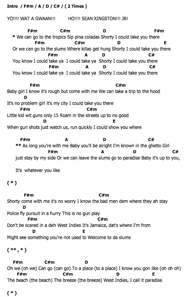 คอร์ดเพลง เนื้อเพลง Take You There, คอร์ดเพลง Take You There ของ Sean Kingston, คอร์ดเพลงของ Sean Kingston, เนื้อร้อง Take You There Sean Kingston, Take You There คอร์ดง่าย ๆ, คอร์ด Take You There ต้นฉบับ