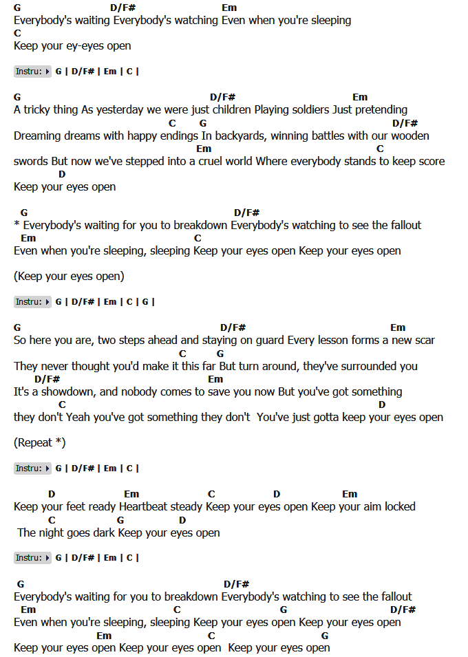 คอร์ดเพลง เนื้อเพลง Eyes open, คอร์ดเพลง Eyes open ของ Taylor Swift, คอร์ดเพลงของ Taylor Swift, เนื้อร้อง Eyes open Taylor Swift, Eyes open คอร์ดง่าย ๆ, คอร์ด Eyes open ต้นฉบับ