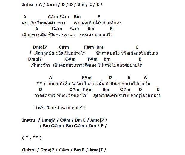 คอร์ดเพลง เนื้อเพลง กงจักรลายดอกบัว, คอร์ดเพลง กงจักรลายดอกบัว ของ ไอซ์ ศรัณยู, คอร์ดเพลงของ ไอซ์ ศรัณยู, เนื้อร้อง กงจักรลายดอกบัว ไอซ์ ศรัณยู, กงจักรลายดอกบัว คอร์ดง่าย ๆ, คอร์ด กงจักรลายดอกบัว ต้นฉบับ