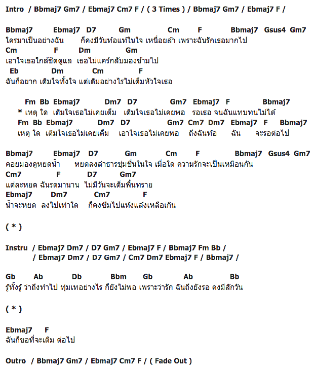 คอร์ดเพลง เนื้อเพลง เติมไม่เต็ม, คอร์ดเพลง เติมไม่เต็ม ของ Hum, คอร์ดเพลงของ Hum, เนื้อร้อง เติมไม่เต็ม Hum, เติมไม่เต็ม คอร์ดง่าย ๆ, คอร์ด เติมไม่เต็ม ต้นฉบับ