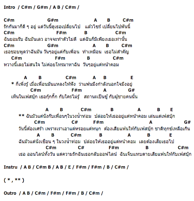 คอร์ดเพลง เนื้อเพลง เสียแฟนให้เฟสบุ๊ก, คอร์ดเพลง เสียแฟนให้เฟสบุ๊ก ของ กามเทพ, คอร์ดเพลงของ กามเทพ, เนื้อร้อง เสียแฟนให้เฟสบุ๊ก กามเทพ, เสียแฟนให้เฟสบุ๊ก คอร์ดง่าย ๆ, คอร์ด เสียแฟนให้เฟสบุ๊ก ต้นฉบับ