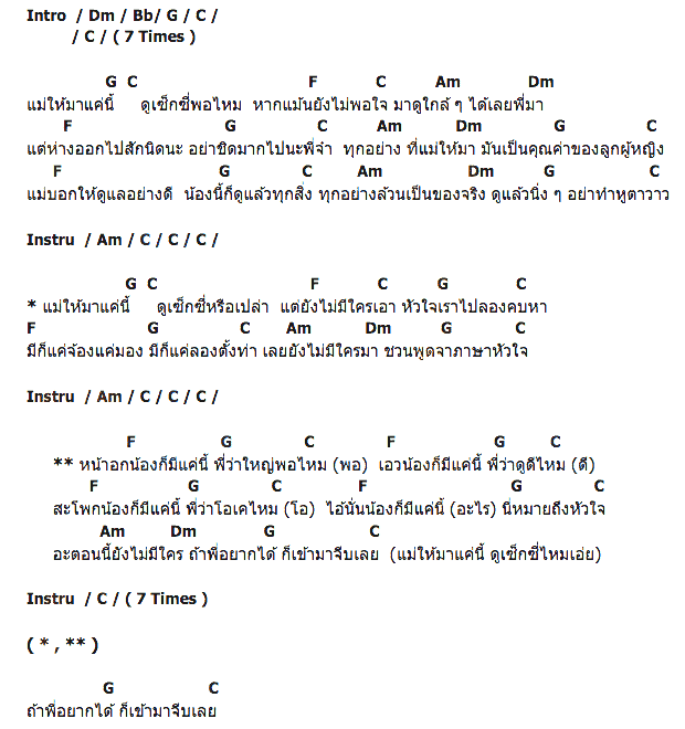 คอร์ดเพลง เนื้อเพลง แม่ให้มาแค่นี้, คอร์ดเพลง แม่ให้มาแค่นี้ ของ แนนซี่ ท็อปไลน์, คอร์ดเพลงของ แนนซี่ ท็อปไลน์, เนื้อร้อง แม่ให้มาแค่นี้ แนนซี่ ท็อปไลน์, แม่ให้มาแค่นี้ คอร์ดง่าย ๆ, คอร์ด แม่ให้มาแค่นี้ ต้นฉบับ