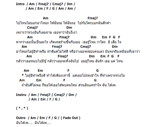 คอร์ดเพลง เนื้อเพลง ได้เพ, คอร์ดเพลง ได้เพ ของ วงแฟน, คอร์ดเพลงของ วงแฟน, เนื้อร้อง ได้เพ วงแฟน, ได้เพ คอร์ดง่าย ๆ, คอร์ด ได้เพ ต้นฉบับ