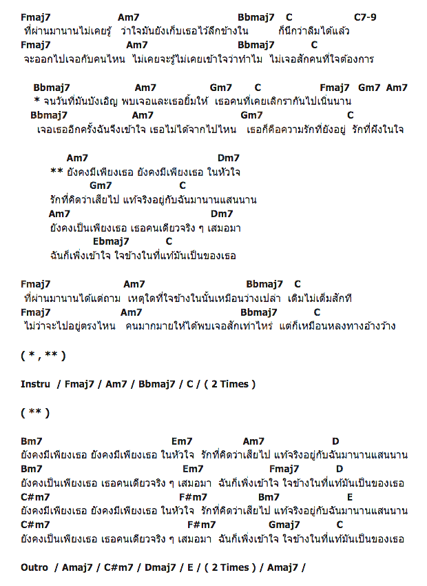 คอร์ดเพลง เนื้อเพลง ยังคงมีเพียงเธอ, คอร์ดเพลง ยังคงมีเพียงเธอ ของ บี พีระพัฒน์, คอร์ดเพลงของ บี พีระพัฒน์, เนื้อร้อง ยังคงมีเพียงเธอ บี พีระพัฒน์, ยังคงมีเพียงเธอ คอร์ดง่าย ๆ, คอร์ด ยังคงมีเพียงเธอ ต้นฉบับ