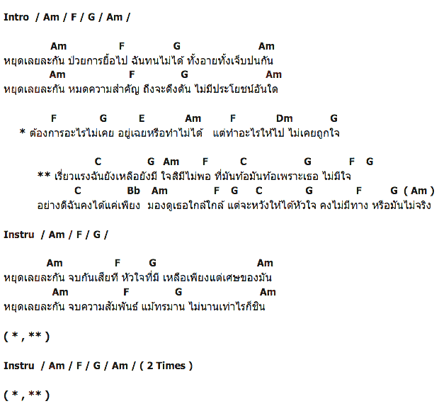 คอร์ดเพลง เนื้อเพลง หยุดเลย, คอร์ดเพลง หยุดเลย ของ เจ เจตริน, คอร์ดเพลงของ เจ เจตริน, เนื้อร้อง หยุดเลย เจ เจตริน, หยุดเลย คอร์ดง่าย ๆ, คอร์ด หยุดเลย ต้นฉบับ