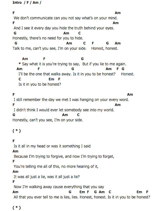 คอร์ดเพลง เนื้อเพลง Honest, คอร์ดเพลง Honest ของ Kodaline, คอร์ดเพลงของ Kodaline, เนื้อร้อง Honest Kodaline, Honest คอร์ดง่าย ๆ, คอร์ด Honest ต้นฉบับ