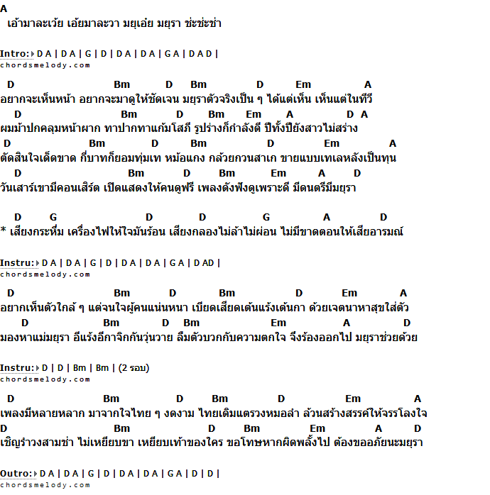 คอร์ดเพลง เนื้อเพลง มยุรา, คอร์ดเพลง มยุรา ของ ซูซู, คอร์ดเพลงของ ซูซู, เนื้อร้อง มยุรา ซูซู, มยุรา คอร์ดง่าย ๆ, คอร์ด มยุรา ต้นฉบับ