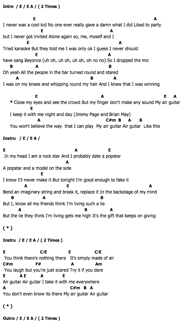 คอร์ดเพลง เนื้อเพลง Air Guitar, คอร์ดเพลง Air Guitar ของ McBusted, คอร์ดเพลงของ McBusted, เนื้อร้อง Air Guitar McBusted, Air Guitar คอร์ดง่าย ๆ, คอร์ด Air Guitar ต้นฉบับ