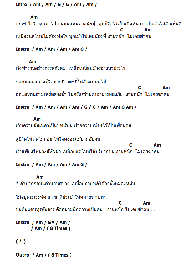 คอร์ดเพลง เนื้อเพลง งานหนักไม่เคยฆ่าคน, คอร์ดเพลง งานหนักไม่เคยฆ่าคน ของ อ้น ธวัชชัย ชูเหมือน, คอร์ดเพลงของ อ้น ธวัชชัย ชูเหมือน, เนื้อร้อง งานหนักไม่เคยฆ่าคน อ้น ธวัชชัย ชูเหมือน, งานหนักไม่เคยฆ่าคน คอร์ดง่าย ๆ, คอร์ด งานหนักไม่เคยฆ่าคน ต้นฉบับ