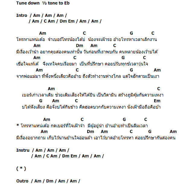 คอร์ดเพลง เนื้อเพลง โทรหาแหน่เด๊อ, คอร์ดเพลง โทรหาแหน่เด๊อ ของ ต่าย อรทัย, คอร์ดเพลงของ ต่าย อรทัย, เนื้อร้อง โทรหาแหน่เด๊อ ต่าย อรทัย, โทรหาแหน่เด๊อ คอร์ดง่าย ๆ, คอร์ด โทรหาแหน่เด๊อ ต้นฉบับ