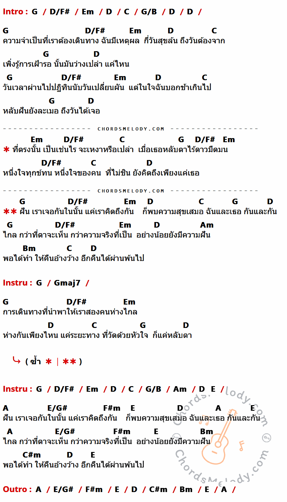 เนื้อเพลง ถ้าเรายังคิดถึงกัน ของ Blue shade ที่มีคอร์ด ในกลุ่มคีย์ G,D/F#,Em,D,C,G/B,Am,Bm,Gmaj7,E,A,E/G#,F#m,C#m ประกอบ