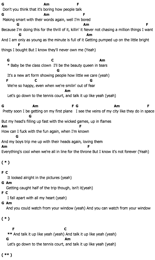 คอร์ดเพลง เนื้อเพลง Tennis Court, คอร์ดเพลง Tennis Court ของ Lorde, คอร์ดเพลงของ Lorde, เนื้อร้อง Tennis Court Lorde, Tennis Court คอร์ดง่าย ๆ, คอร์ด Tennis Court ต้นฉบับ