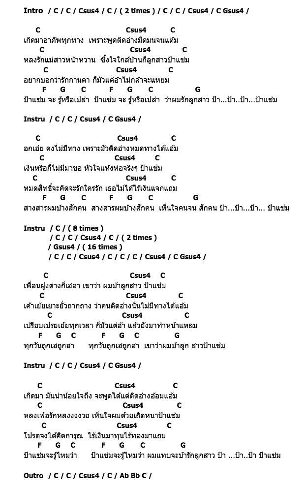 คอร์ดเพลง เนื้อเพลง ป้าแช่ม, คอร์ดเพลง ป้าแช่ม ของ Grand Ex, คอร์ดเพลงของ Grand Ex, เนื้อร้อง ป้าแช่ม Grand Ex, ป้าแช่ม คอร์ดง่าย ๆ, คอร์ด ป้าแช่ม ต้นฉบับ