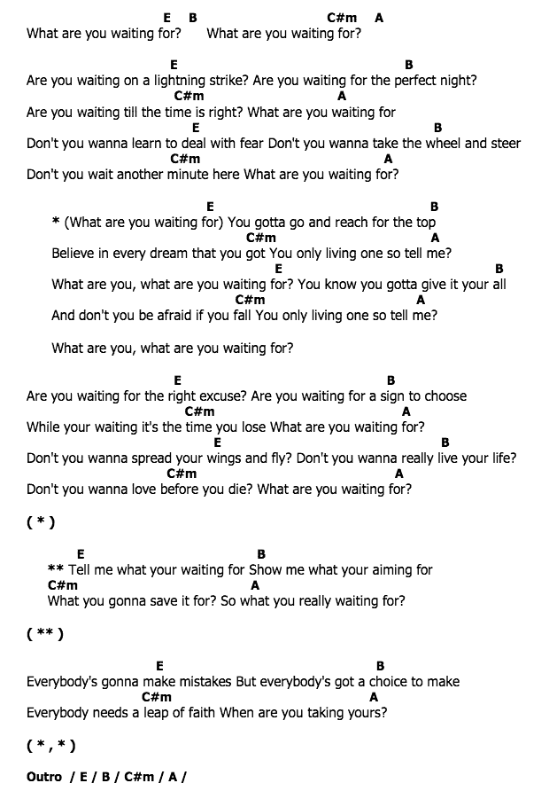 คอร์ดเพลง เนื้อเพลง What are you waiting for, คอร์ดเพลง What are you waiting for ของ Nikelback, คอร์ดเพลงของ Nikelback, เนื้อร้อง What are you waiting for Nikelback, What are you waiting for คอร์ดง่าย ๆ, คอร์ด What are you waiting for ต้นฉบับ