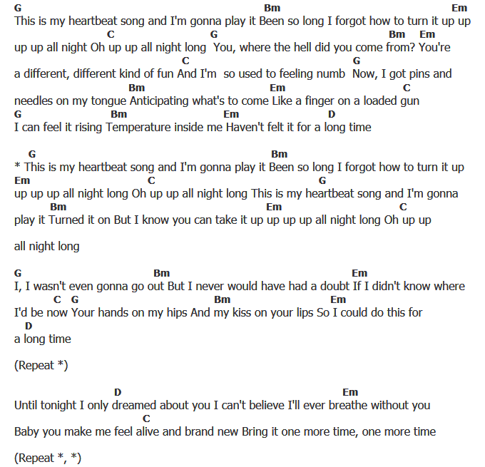 คอร์ดเพลง เนื้อเพลง Heartbeat Song, คอร์ดเพลง Heartbeat Song ของ Kelly Clarkson, คอร์ดเพลงของ Kelly Clarkson, เนื้อร้อง Heartbeat Song Kelly Clarkson, Heartbeat Song คอร์ดง่าย ๆ, คอร์ด Heartbeat Song ต้นฉบับ