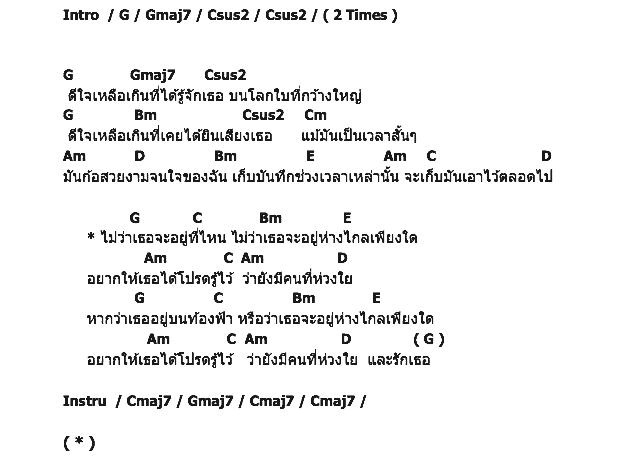 คอร์ดเพลง เนื้อเพลง ไม่ว่าเธอจะอยู่ที่ไหน, คอร์ดเพลง ไม่ว่าเธอจะอยู่ที่ไหน ของ Sofa, คอร์ดเพลงของ Sofa, เนื้อร้อง ไม่ว่าเธอจะอยู่ที่ไหน Sofa, ไม่ว่าเธอจะอยู่ที่ไหน คอร์ดง่าย ๆ, คอร์ด ไม่ว่าเธอจะอยู่ที่ไหน ต้นฉบับ