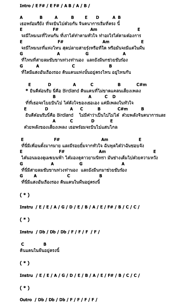 คอร์ดเพลง เนื้อเพลง เบิร์ดแลนด์แดนมหัศจรรย์, คอร์ดเพลง เบิร์ดแลนด์แดนมหัศจรรย์ ของ Bird ธงไชย, คอร์ดเพลงของ Bird ธงไชย, เนื้อร้อง เบิร์ดแลนด์แดนมหัศจรรย์ Bird ธงไชย, เบิร์ดแลนด์แดนมหัศจรรย์ คอร์ดง่าย ๆ, คอร์ด เบิร์ดแลนด์แดนมหัศจรรย์ ต้นฉบับ
