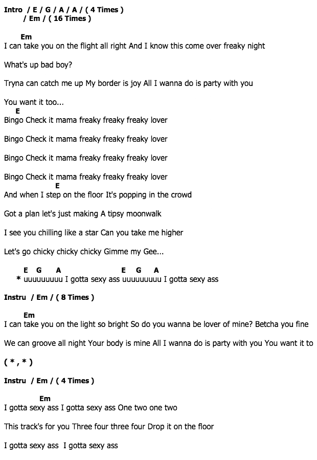 คอร์ดเพลง เนื้อเพลง Sexy Ass, คอร์ดเพลง Sexy Ass ของ Serebro, คอร์ดเพลงของ Serebro, เนื้อร้อง Sexy Ass Serebro, Sexy Ass คอร์ดง่าย ๆ, คอร์ด Sexy Ass ต้นฉบับ