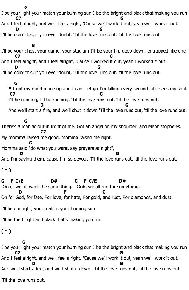 คอร์ดเพลง เนื้อเพลง Love Runs Out, คอร์ดเพลง Love Runs Out ของ One Republic, คอร์ดเพลงของ One Republic, เนื้อร้อง Love Runs Out One Republic, Love Runs Out คอร์ดง่าย ๆ, คอร์ด Love Runs Out ต้นฉบับ