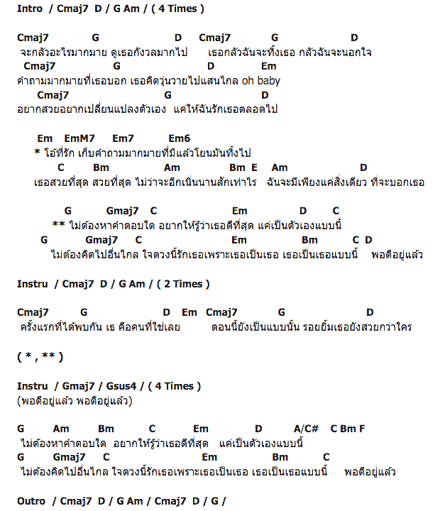 คอร์ดเพลง เนื้อเพลง พอดี, คอร์ดเพลง พอดี ของ O-Pavee, คอร์ดเพลงของ O-Pavee, เนื้อร้อง พอดี O-Pavee, พอดี คอร์ดง่าย ๆ, คอร์ด พอดี ต้นฉบับ
