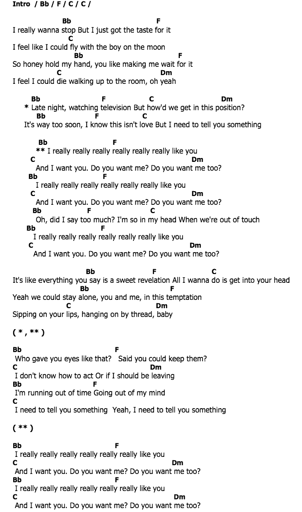 คอร์ดเพลง เนื้อเพลง I Really Like You, คอร์ดเพลง I Really Like You ของ Carly Rae Jepsen, คอร์ดเพลงของ Carly Rae Jepsen, เนื้อร้อง I Really Like You Carly Rae Jepsen, I Really Like You คอร์ดง่าย ๆ, คอร์ด I Really Like You ต้นฉบับ