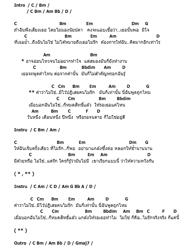 คอร์ดเพลง เนื้อเพลง ไม่ใช่ก็คือไม่รัก, คอร์ดเพลง ไม่ใช่ก็คือไม่รัก ของ หญิง The Star 11, คอร์ดเพลงของ หญิง The Star 11, เนื้อร้อง ไม่ใช่ก็คือไม่รัก หญิง The Star 11, ไม่ใช่ก็คือไม่รัก คอร์ดง่าย ๆ, คอร์ด ไม่ใช่ก็คือไม่รัก ต้นฉบับ
