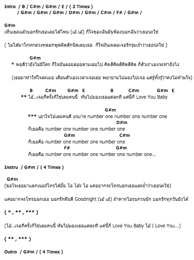 คอร์ดเพลง เนื้อเพลง Number one, คอร์ดเพลง Number one ของ Bankk Clash Feat.หญิงลี ศรีจุมพล, คอร์ดเพลงของ Bankk Clash Feat.หญิงลี ศรีจุมพล, เนื้อร้อง Number one Bankk Clash Feat.หญิงลี ศรีจุมพล, Number one คอร์ดง่าย ๆ, คอร์ด Number one ต้นฉบับ
