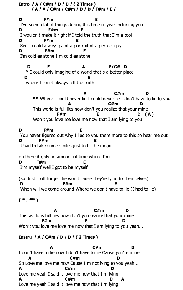 คอร์ดเพลง เนื้อเพลง White Lies, คอร์ดเพลง White Lies ของ The Note, คอร์ดเพลงของ The Note, เนื้อร้อง White Lies The Note, White Lies คอร์ดง่าย ๆ, คอร์ด White Lies ต้นฉบับ