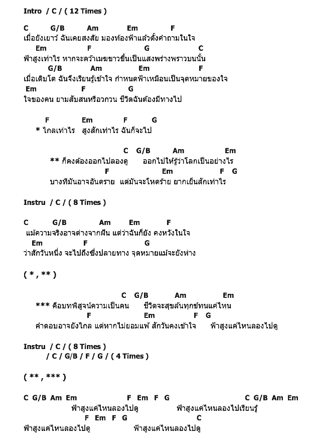 คอร์ดเพลง เนื้อเพลง ฟ้าสูงแค่ไหน, คอร์ดเพลง ฟ้าสูงแค่ไหน ของ Cocktail, คอร์ดเพลงของ Cocktail, เนื้อร้อง ฟ้าสูงแค่ไหน Cocktail, ฟ้าสูงแค่ไหน คอร์ดง่าย ๆ, คอร์ด ฟ้าสูงแค่ไหน ต้นฉบับ