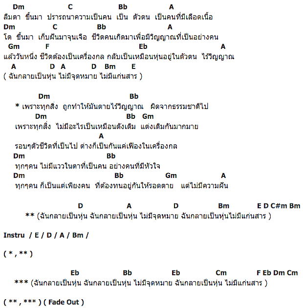 คอร์ดเพลง เนื้อเพลง หุ่น, คอร์ดเพลง หุ่น ของ บิลลี่ โอแกน, คอร์ดเพลงของ บิลลี่ โอแกน, เนื้อร้อง หุ่น บิลลี่ โอแกน, หุ่น คอร์ดง่าย ๆ, คอร์ด หุ่น ต้นฉบับ