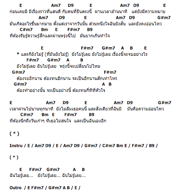 คอร์ดเพลง เนื้อเพลง ยังไม่รู้เลย, คอร์ดเพลง ยังไม่รู้เลย ของ Easiness, คอร์ดเพลงของ Easiness, เนื้อร้อง ยังไม่รู้เลย Easiness, ยังไม่รู้เลย คอร์ดง่าย ๆ, คอร์ด ยังไม่รู้เลย ต้นฉบับ