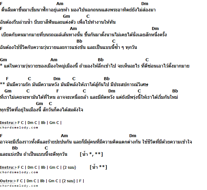 คอร์ดเพลง เนื้อเพลง กทม, คอร์ดเพลง กทม ของ GiFT My Project, คอร์ดเพลงของ GiFT My Project, เนื้อร้อง กทม GiFT My Project, กทม คอร์ดง่าย ๆ, คอร์ด กทม ต้นฉบับ