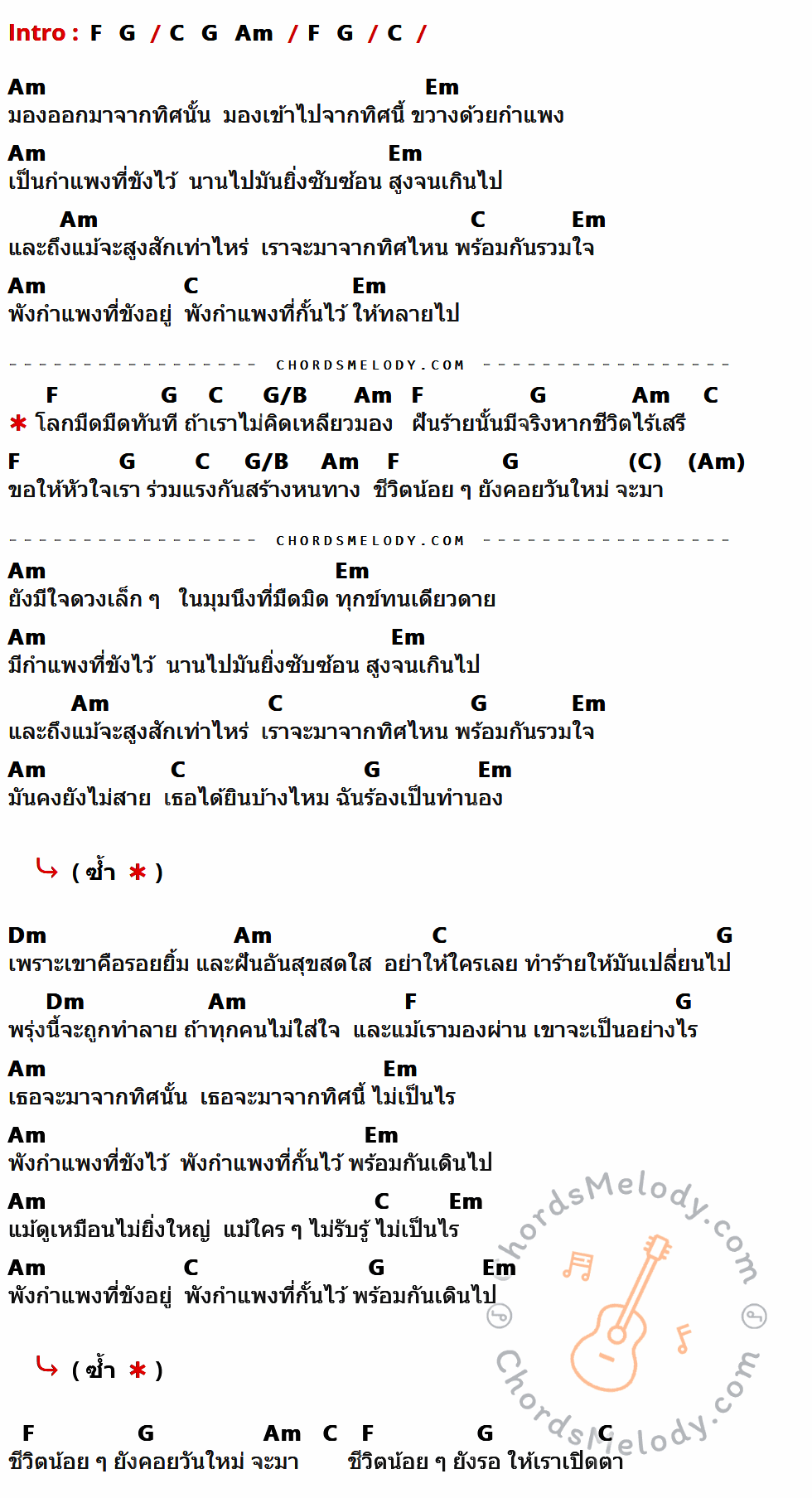 เนื้อเพลง หากเราไม่คิดมอง ของ Bodyslam Feat.Foet Slot machine ที่มีคอร์ด ในกลุ่มคีย์ F,G,C,Am,Em,G/B,Dm ประกอบ