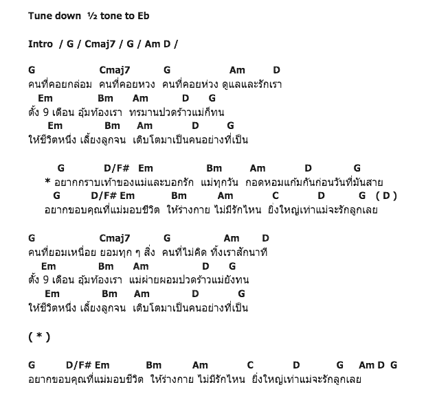 คอร์ดเพลง เนื้อเพลง แม่, คอร์ดเพลง แม่ ของ บ็อบบี้ 3.50 บาท, คอร์ดเพลงของ บ็อบบี้ 3.50 บาท, เนื้อร้อง แม่ บ็อบบี้ 3.50 บาท, แม่ คอร์ดง่าย ๆ, คอร์ด แม่ ต้นฉบับ