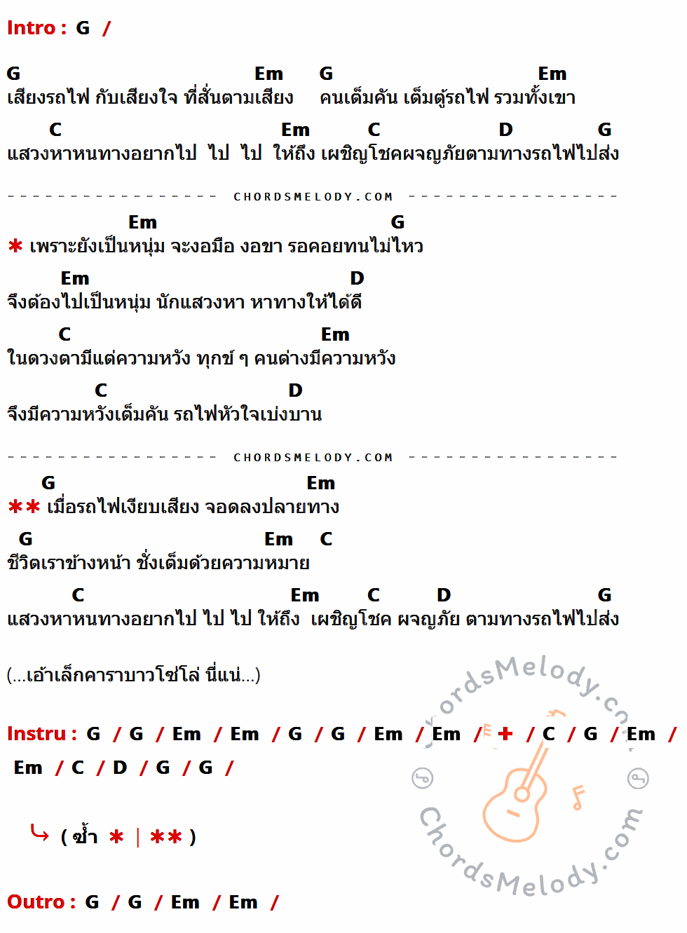 เนื้อเพลง นักแสวงหา ของ พงษ์สิทธิ์ คัมภีร์ ที่มีคอร์ดกีต้าร์ G,Em,C,D