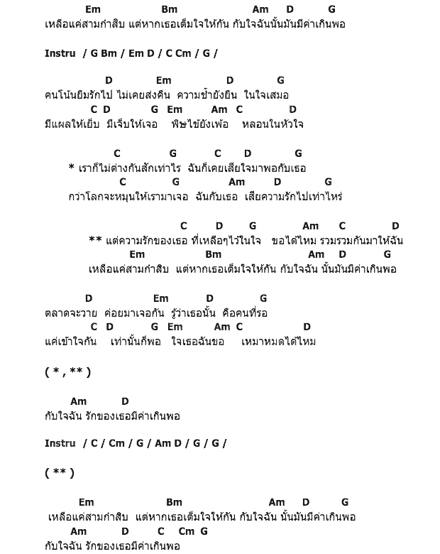 คอร์ดเพลง เนื้อเพลง สามกำสิบ, คอร์ดเพลง สามกำสิบ ของ แสน นากา, คอร์ดเพลงของ แสน นากา, เนื้อร้อง สามกำสิบ แสน นากา, สามกำสิบ คอร์ดง่าย ๆ, คอร์ด สามกำสิบ ต้นฉบับ