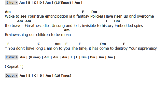 คอร์ดเพลง เนื้อเพลง Supremacy, คอร์ดเพลง Supremacy ของ Muse, คอร์ดเพลงของ Muse, เนื้อร้อง Supremacy Muse, Supremacy คอร์ดง่าย ๆ, คอร์ด Supremacy ต้นฉบับ