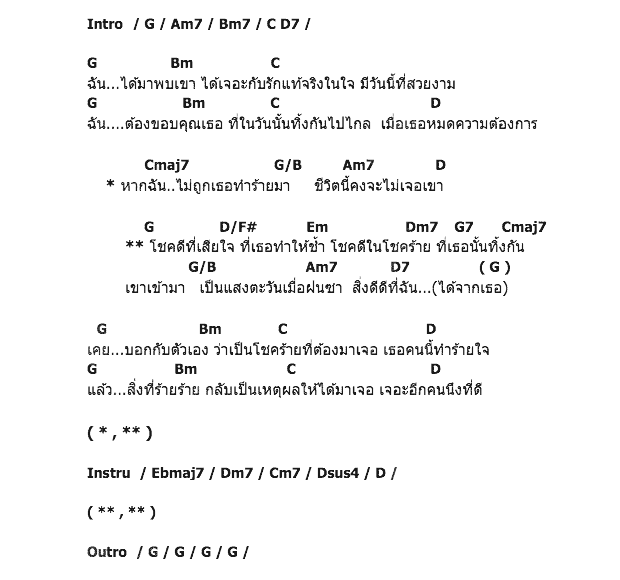 คอร์ดเพลง เนื้อเพลง โชคดีในโคร้าย, คอร์ดเพลง โชคดีในโคร้าย ของ Da Endorphine, คอร์ดเพลงของ Da Endorphine, เนื้อร้อง โชคดีในโคร้าย Da Endorphine, โชคดีในโคร้าย คอร์ดง่าย ๆ, คอร์ด โชคดีในโคร้าย ต้นฉบับ