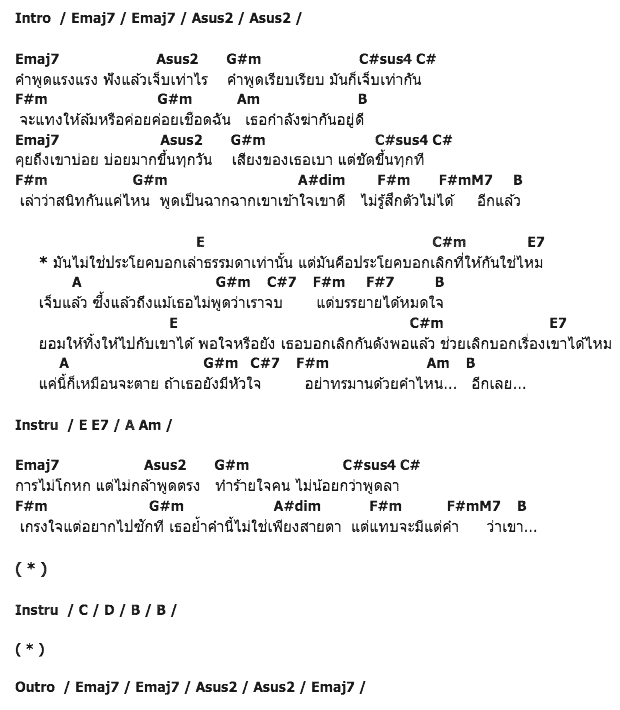 คอร์ดเพลง เนื้อเพลง ประโยคบอกเลิก, คอร์ดเพลง ประโยคบอกเลิก ของ โรส ศิรินทิพย์, คอร์ดเพลงของ โรส ศิรินทิพย์, เนื้อร้อง ประโยคบอกเลิก โรส ศิรินทิพย์, ประโยคบอกเลิก คอร์ดง่าย ๆ, คอร์ด ประโยคบอกเลิก ต้นฉบับ