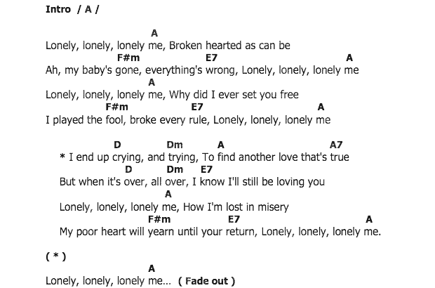 คอร์ดเพลง เนื้อเพลง Lonely, Lonely, Lonely Me, คอร์ดเพลง Lonely, Lonely, Lonely Me ของ Brenda Lee, คอร์ดเพลงของ Brenda Lee, เนื้อร้อง Lonely, Lonely, Lonely Me Brenda Lee, Lonely, Lonely, Lonely Me คอร์ดง่าย ๆ, คอร์ด Lonely, Lonely, Lonely Me ต้นฉบับ