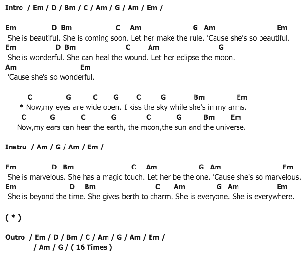 คอร์ดเพลง เนื้อเพลง She is Beautiful, คอร์ดเพลง She is Beautiful ของ 9wut, คอร์ดเพลงของ 9wut, เนื้อร้อง She is Beautiful 9wut, She is Beautiful คอร์ดง่าย ๆ, คอร์ด She is Beautiful ต้นฉบับ