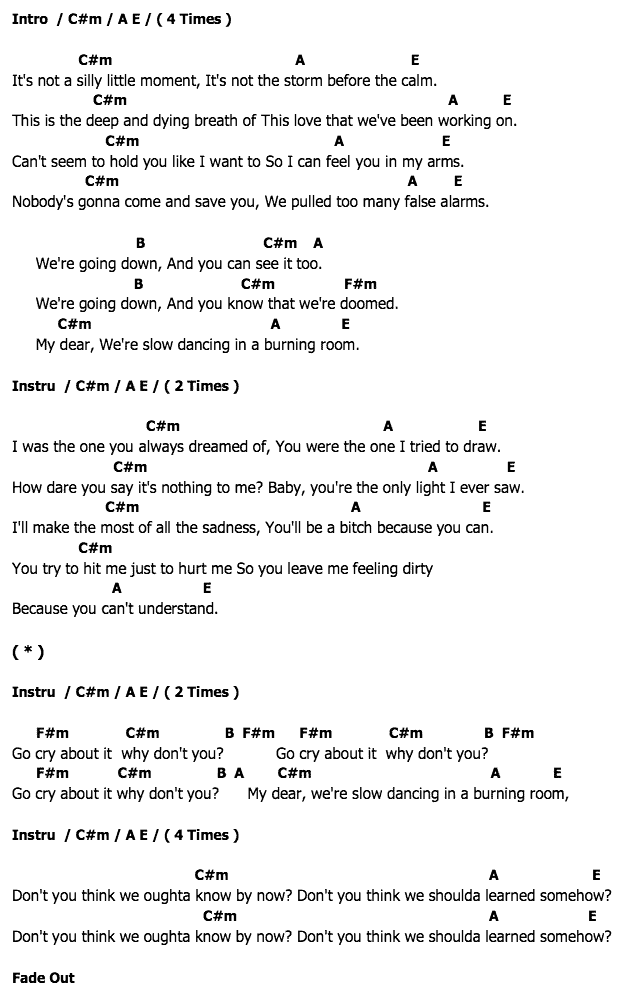 คอร์ดเพลง เนื้อเพลง Slow Dancing In a Burning Room, คอร์ดเพลง Slow Dancing In a Burning Room ของ John Mayer, คอร์ดเพลงของ John Mayer, เนื้อร้อง Slow Dancing In a Burning Room John Mayer, Slow Dancing In a Burning Room คอร์ดง่าย ๆ, คอร์ด Slow Dancing In a Burning Room ต้นฉบับ