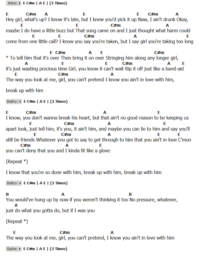 คอร์ดเพลง เนื้อเพลง Break Up with Him, คอร์ดเพลง Break Up with Him ของ Old Dominion, คอร์ดเพลงของ Old Dominion, เนื้อร้อง Break Up with Him Old Dominion, Break Up with Him คอร์ดง่าย ๆ, คอร์ด Break Up with Him ต้นฉบับ
