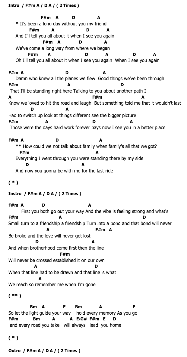 คอร์ดเพลง เนื้อเพลง See You again, คอร์ดเพลง See You again ของ Boyce Avenue, คอร์ดเพลงของ Boyce Avenue, เนื้อร้อง See You again Boyce Avenue, See You again คอร์ดง่าย ๆ, คอร์ด See You again ต้นฉบับ